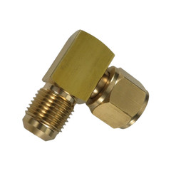 Brass Right Angle Elbow 3/8 Female Inverted Flare to 3/8 Male Flare for Heaters