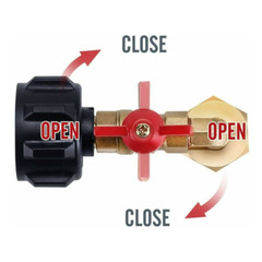 90 Degrees QCC1 Propane Refill Pressure Elbow Adapter & ON-Off Control Valve 1LB