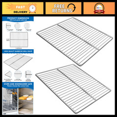 Stainless Steel BBQ Grill Grates Replacement – 2 Pack Cooking Mesh for Outdoor G