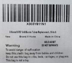 X Home Set of 3 Burner Tubes for Gas Grills listed below 69787