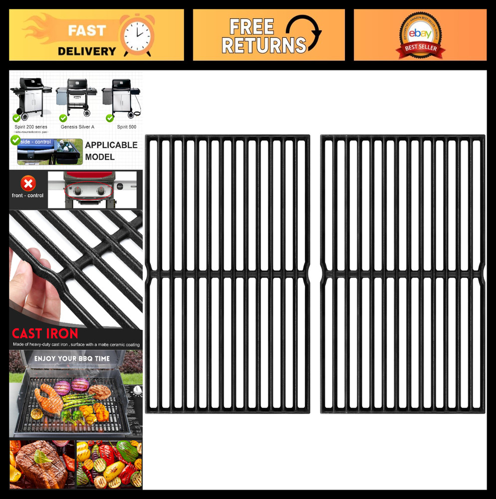 15″ Cast Iron Grill Grates Replacement for Weber Genesis & Spirit Models – Durab