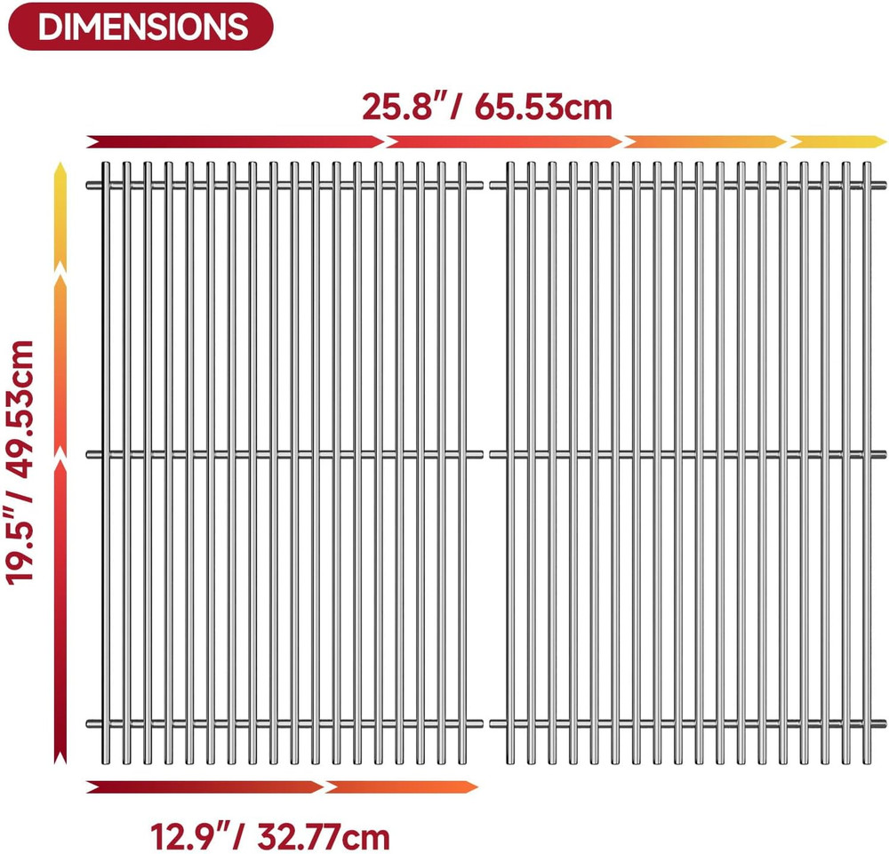 Stainless Steel Grill Grates for Nexgrill 720-0830H 720-0830D 720-0958A 2-Pack