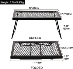 REDCAMP Folding Campfire Grill Heavy Duty Steel Grate, Portable Camp Fire Cookin
