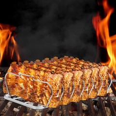Large Rib Rack for Smoking – 6 Slots Racks Grilling – 6-Slots, Silver