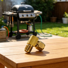 Gas Fired Heater Elbow 3/8 Female Inverted Flare x Male Flare 90 Degree Brass