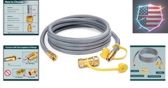 12 Feet 1/2″ ID Natural Gas Hose, Low Pressure LPG Hose with Quick Connect, f…