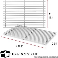 Stainless Steel Cooking Grate 2‑Pack 17.3 x 11.8 – Durable Replacement Grates…