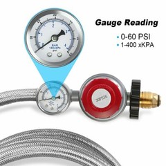12ft High Pressure Adjustable Propane Gas Regulator with Braided Hose Indicator
