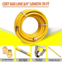 Grehitk 70Ft 3/4 Flexible Gas Line Csst Corrugated Stainless Steel Tubing Pipe
