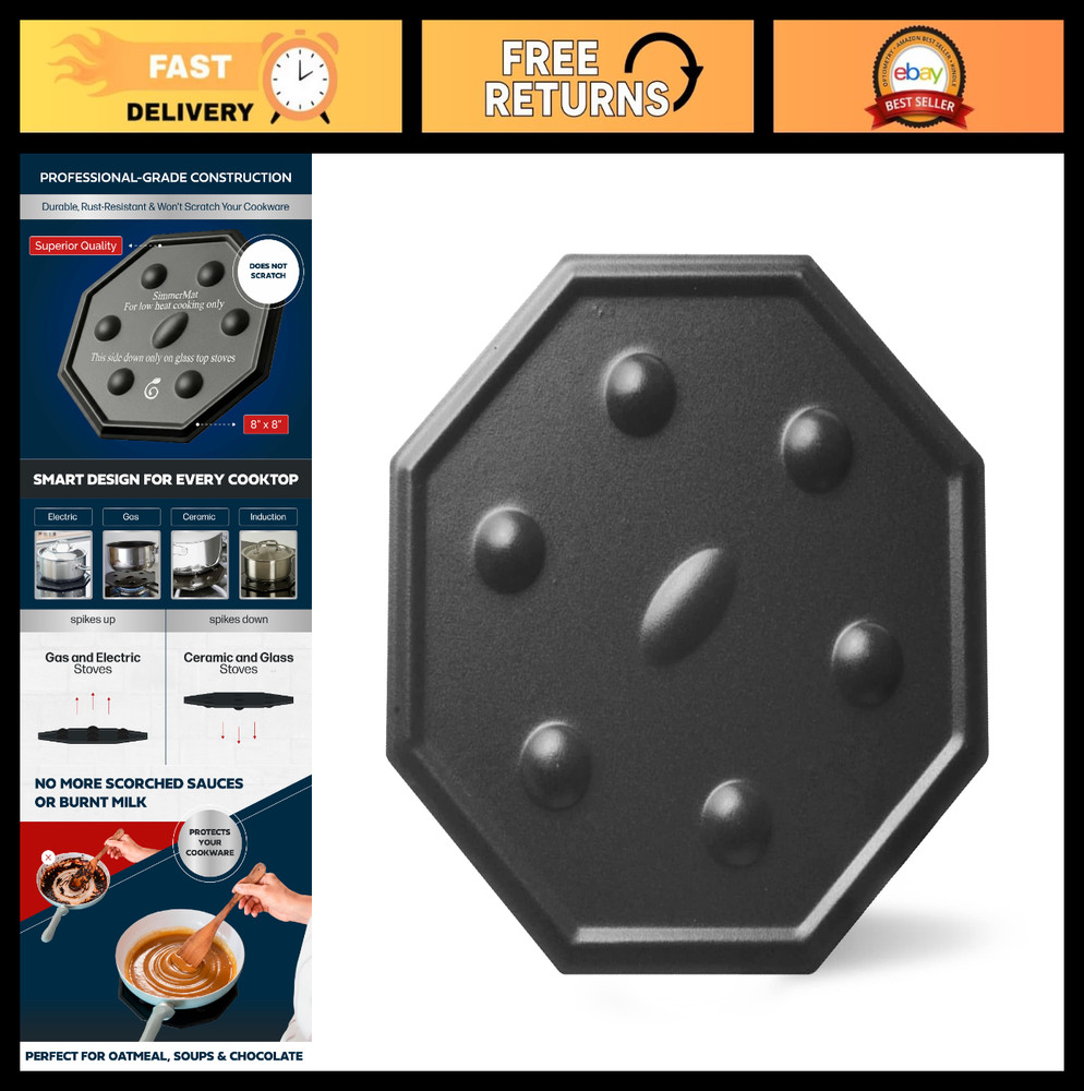 Heat Diffuser for Electric & Gas Stoves – Flame Diffuser Ring, Dishwasher Safe,