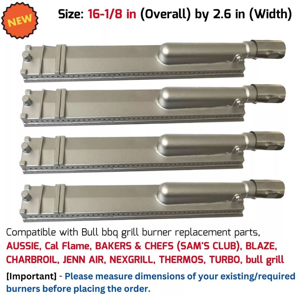 Cast Stainless Steel BBQ Grill Burners Replacement for Bull Cal Flame Jenn AIR