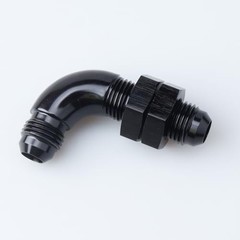 90 Degree -6 AN One Piece Full Flow Male Flare Bulkhead Fuel Fitting 6AN Black
