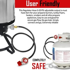 High Pressure Propane Regulator with Hose – 0-20 PSI Adjustable, 4 ft Length, QC