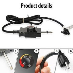 Replacement Power Cord for Analog Smoker Thermostat, Heating Element & Grill Par