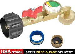 Propane Refill Adapter with Valve and Gauge 90° Fill 1 lb Bottles from 20lb Tank