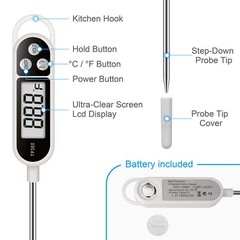 Digital Instant Read Meat Thermometer Kitchen Cooking White