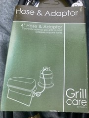 Grill Care 4′ Hose & Adapter – Propane Gas Hose for Tabletop BBQ Grills (NEW)