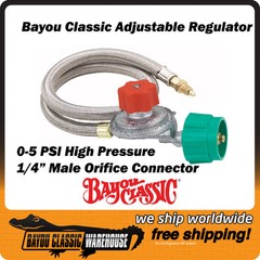 Bayou 0-5 psi HI Pressure LPG Adjustable Regulator w/ 36″ Stainless Hose M5HPR