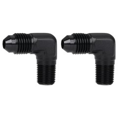 4AN Male Flare to 1/8 NPT Pipe Male 90 4AN to 1/8 NPT Black, 90 Degree – 2PCS