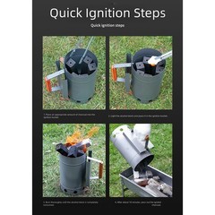 Galvanized Steel Outdoor Charcoal Bucket Igniter with Comfortable Handle