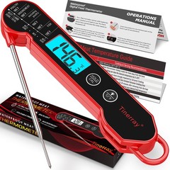 Professional Digital Meat Thermometer Instant Read Waterproof – Folding Red