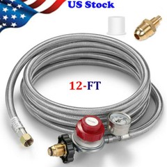 12ft High Pressure Adjustable Propane Gas Regulator with Braided Hose Indicator