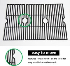 Cast Iron Grill Grates 3-Pack – Nonstick & Easy Clean 16 7/8″ Fit for Charbroil