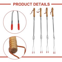 Set of 4 Extendable BBQ Grill Forks Stainless Steel for Outdoor Roasting