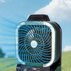 Adjustable Solar Fan with 4 Speeds Timer LED Ambient Light USB C Rechargeable