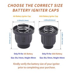 2Pcs AA Battery Push Button Ignitor Caps, Only with AA Battery (Dia. 14.5mm, …