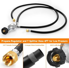 Y Splitter Propane Regulator with Dual Hose Connections – 4 Feet Long