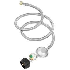 SHINESTAR 12ft Stainless Steel Propane Regulator Hose w/Gauge for Heater & Grill
