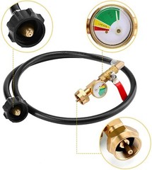 4FT Upgraded Propane Tank Refill Adapter Extension Hose w/ON/Off Control Valve