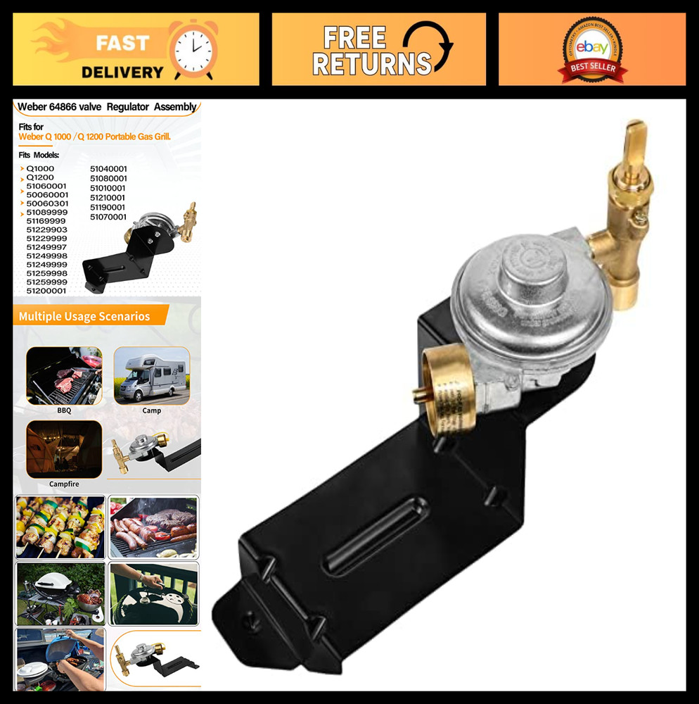 Replacement Grill Valve & Regulator Assembly for Weber Q1000 Q1200 – Fits Models