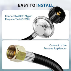 12 Feet Universal Gas Grill Regulator and Hose, Propane Regulator Replacement fo