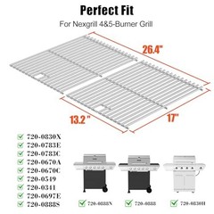 17″ Stainless Steel Grill Grates Replacement – 2 Pack for 4 & 5 Burner Gas Grill