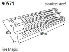 Music City Metals Grill Part # 90571 – Heat Plate, Ss, 16.1875 X 8.75; Am Outdo