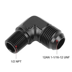 12AN Male Flare to 1/2″ NPT Pipe Fitting Adapter 12AN to 1/2 NPT 90 Degree