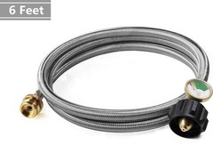 Portable Propane Adapter Hose with Gauge for Tabletop Grill