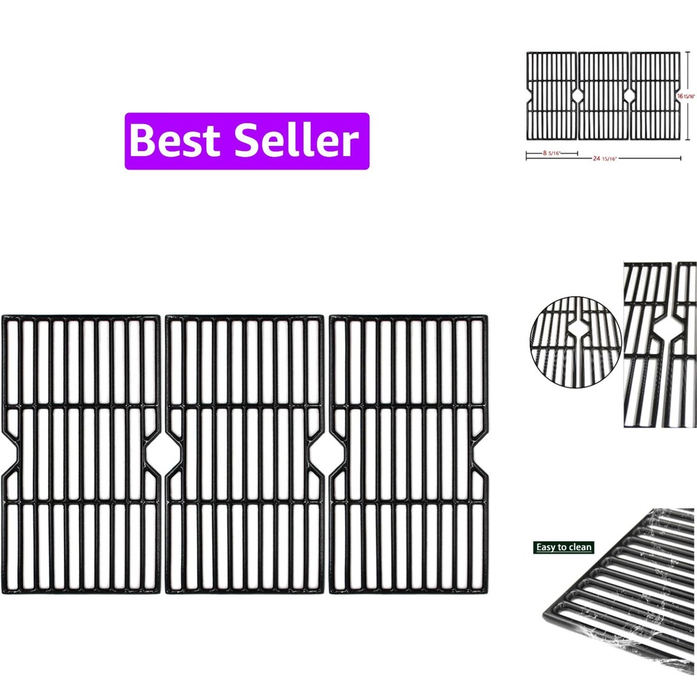 16 15/16″ Porcelain Coated Cast Iron Grill Grates Replacement for Charbroil a…