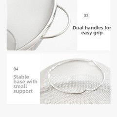 304 Stainless Steel Drainage Basket with Comfortable Side Handles for Food