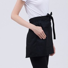 Practical Black Chef Apron with Adjustable Ties for Restaurant and Home Use