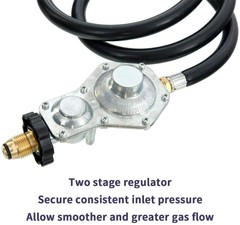 10FT Two Stage Propane Regulator Hose with Standard POL Connectionx3/8inch Flare