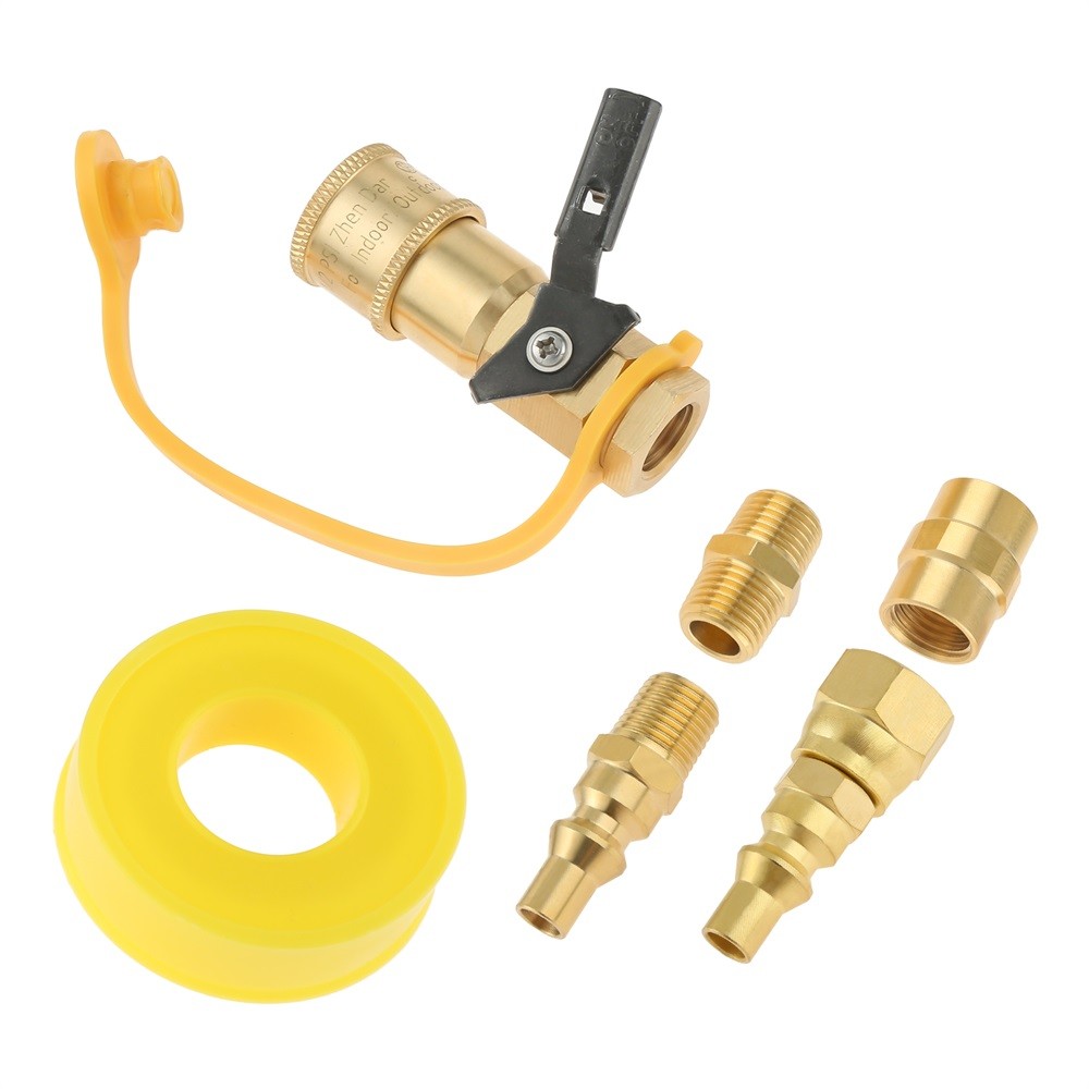 Premium Brass RV Propane Quick Connect Kit with Full Flow Plug and NPT Fittings
