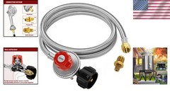 5FT High-Pressure Propane Regulator Hose: 0-20 PSI, Stainless Steel, 3/8” Con…