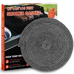 Smoker Gasket Seals 15 FT, 1/2″ x 1/8″ High Temp Grill Gray Grill Gasket-15FT