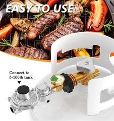 Two Stage with Gauge, RV Gas Regulator with POL Inlet X 3/8″ Female NPT Outle..-