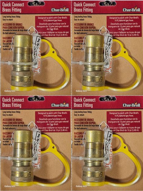 4) Pack Charbroil Brass Natural Gas Grill Quick Disconnect Hose Fitting 3/8″