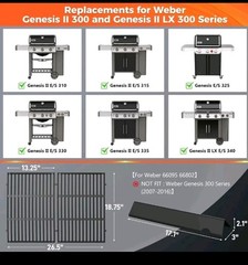 QuliMetal Genesis II 300 Series Flavorizer Bar Grill Grate for Weber 66795 66095
