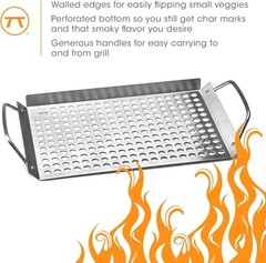 Heavy-Duty 11”x7” Stainless Steel Grill Grid with Handles for Perfect Grilling